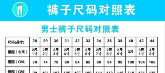 裤子尺码34是多大,男士牛仔裤34码是多大腰围图4